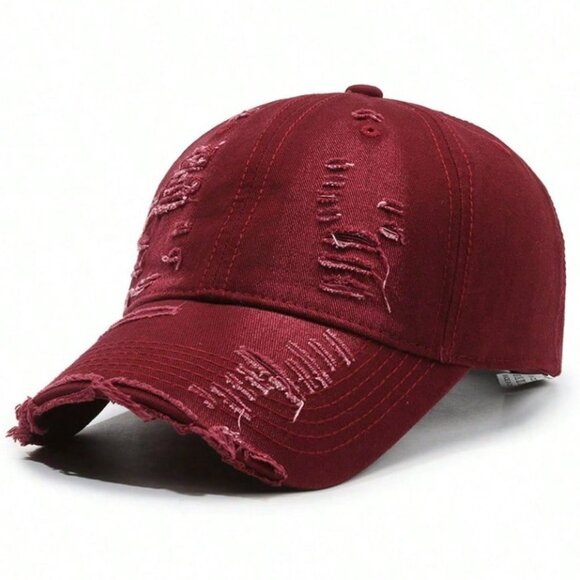 Red Distressed Washed Dad Hat Adjustable Baseball Cap Unisex Vintage Casual - Picture 1 of 2